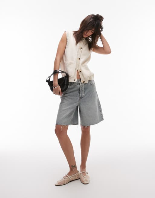 Topshop - Cremehvid tanktop med hulstrikkede detaljer og knapper, 2 af 4
