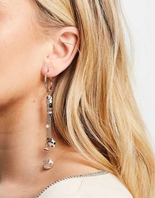 Topshop – Creolen mit Anhängern mit verschiedenen Perlen in Goldoptik