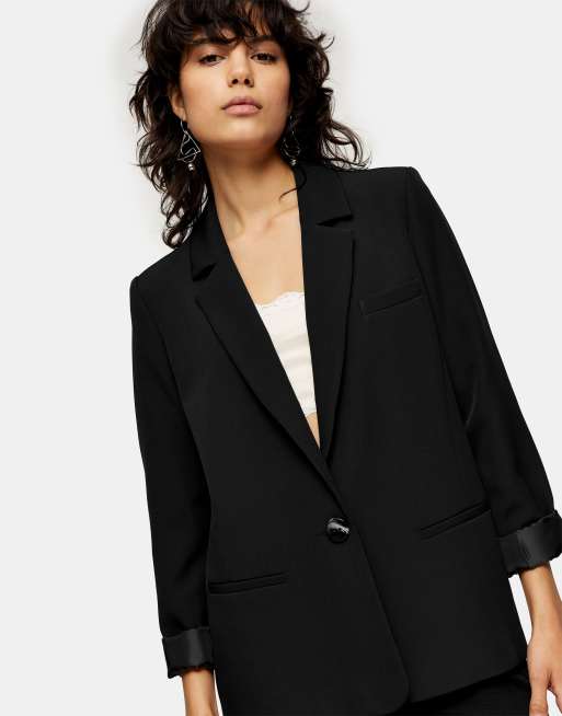 Single breasted black blazer sale