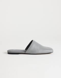 Cressida premium real leather square toe mule in grey