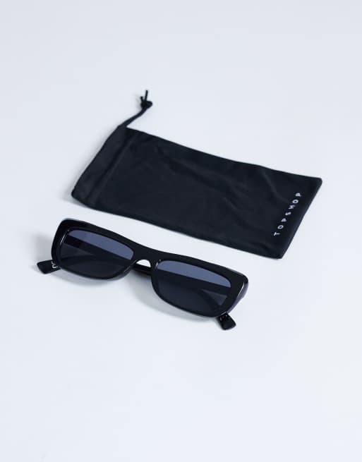 Topshop Crete cat eye sunglasses in black, 2 of 3
