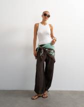 Topshop crinkle balloon trouser in chocolate