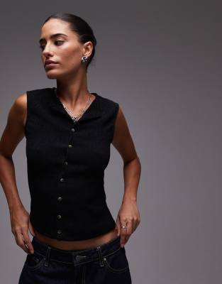 Topshop Crinkle Button Down Tank
