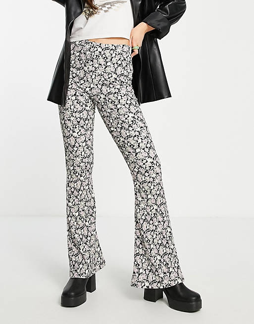 Women Topshop crinkle flared trouser in floral print 
