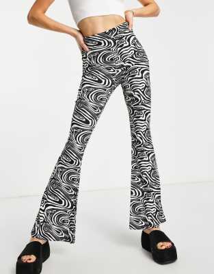 Topshop crinkle flared trouser in swirl print - ASOS Price Checker