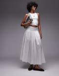 [Topshop] Topshop crinkle full skirt with sheen in ivory-White 14 IVORY