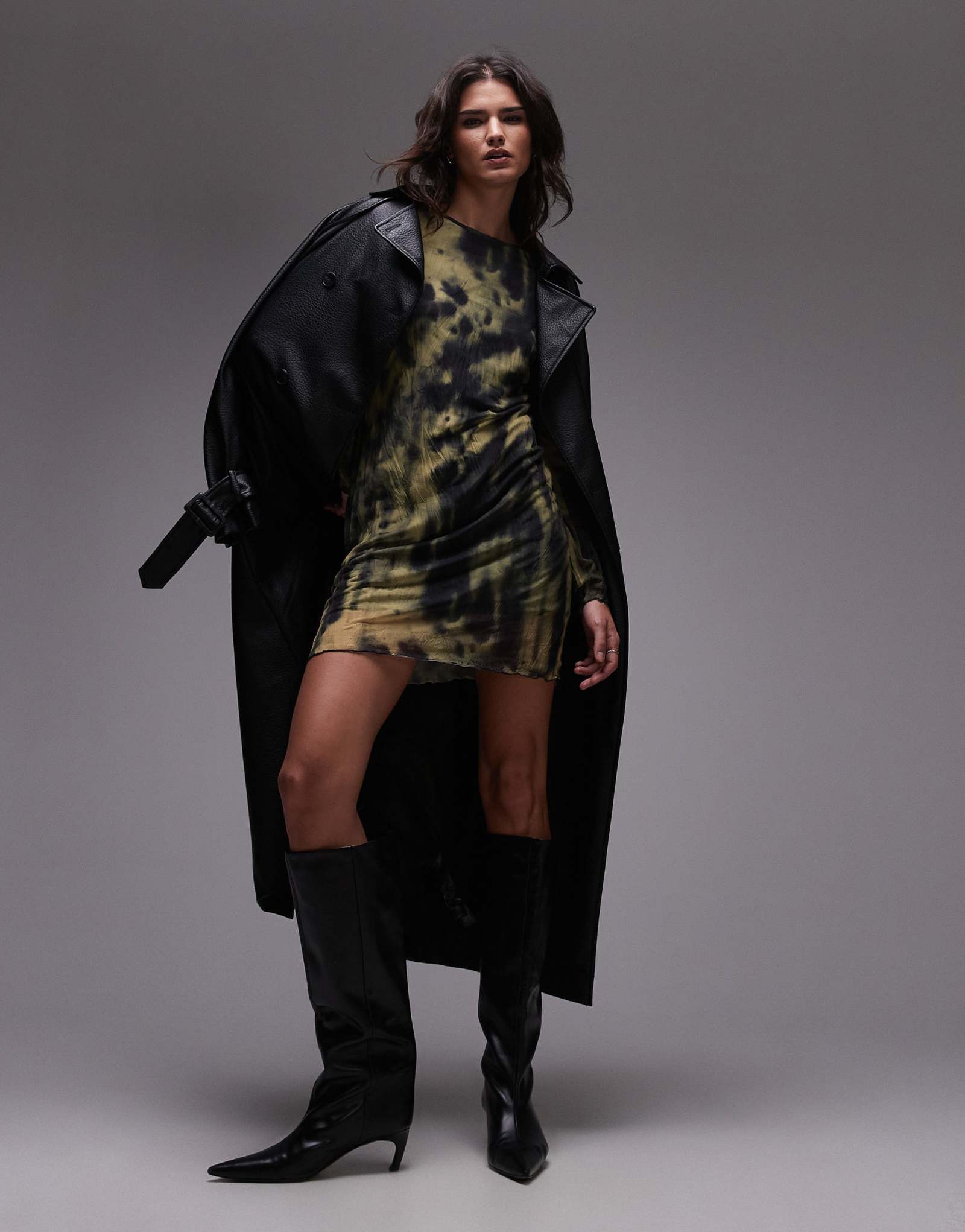 Мини-платье Topshop с размытым принтом