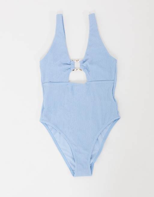 Topshop crinkle one piece in blue