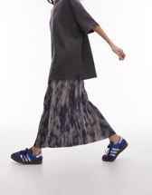 Topshop silver foil denim midi skirt in gray | ASOS