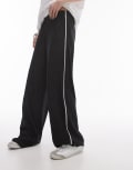 [Topshop] Topshop crinkle plisse side stripe pants in mono-Black XS MONO