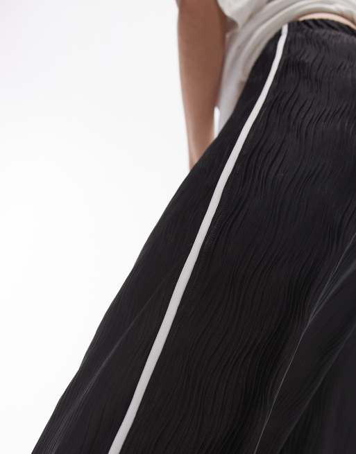 Topshop crinkle plisse side stripe trouser in mono ASOS