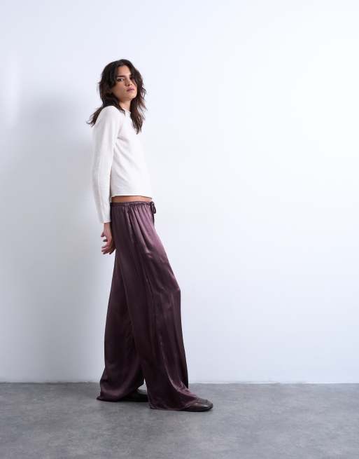 Topshop crinkle satin in burgundy