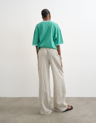Topshop Crinkle Striped Drawstring Pants In Multi