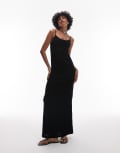 [Topshop] Topshop crinkle tie front cami maxi dress in black L BLACK