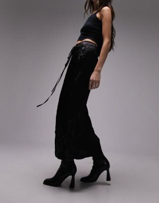 Topshop Crinkle Wrap Midi Skirt In Black