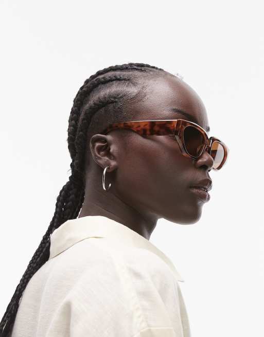 Topshop - Croatia - Lunettes de soleil angulaires yeux de chat - Écaille de tortue marron, 3 de 3