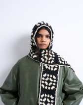 Topshop crochet balaclava in black & cream