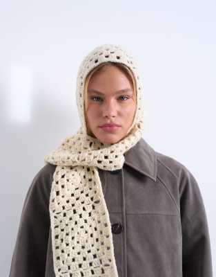 Topshop Crochet Balaclava In White