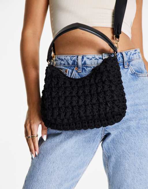 Black crochet best sale crossbody bag