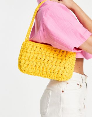Topshop crochet shoulder in yellow