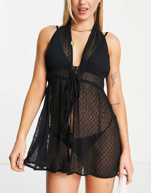 Black sheer beach cover hot sale up