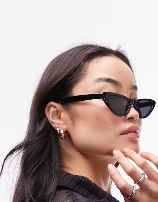 Topshop Crocus angled cat eye sunglasses in black | ASOS display picture 2