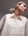 [Topshop] Topshop crop lightweight twill shirt in ivory-White 6 IVORY