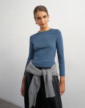 Topshop crop sleeve clean raglan top in grey blue