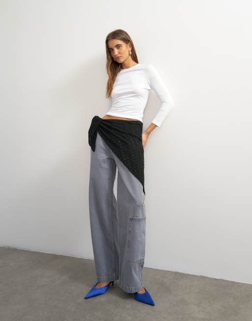 Topshop crop sleeve clean raglan top in white, 2 of 4