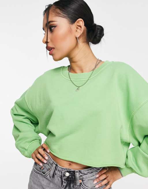 Topshop crop sweat in green