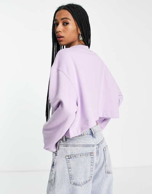 Topshop crop sweat in lilac | ASOS