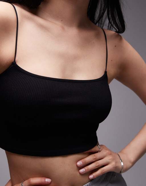 Topshop Crop top ajusté à fines bretelles et sans coutures
