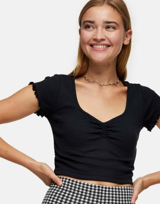 black cropped t shirt topshop