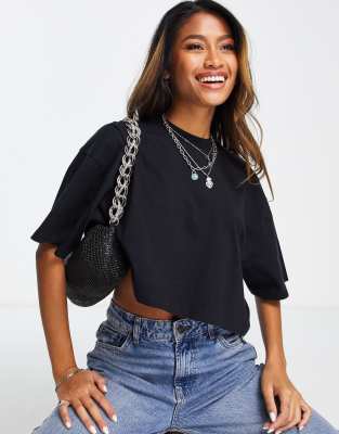 Topshop cropped boxy tee in black | ASOS