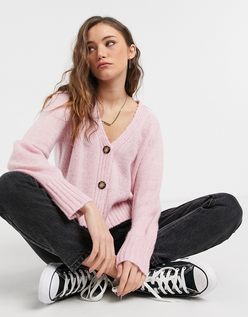 Topshop cropped cardigan in pink