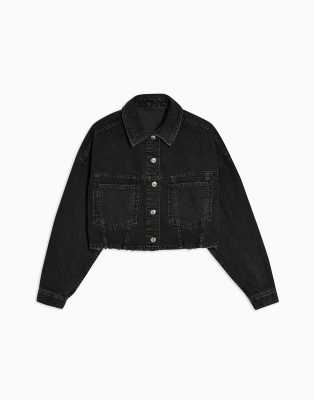 black cropped denim jacket