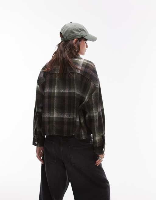 Topshop - Cropped geruit overhemd met geborstelde textuur, 2 van 4