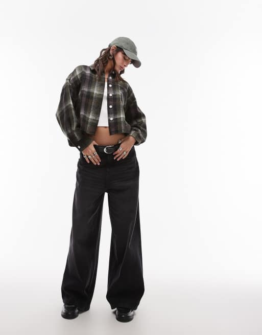 Topshop - Cropped geruit overhemd met geborstelde textuur, 4 van 4