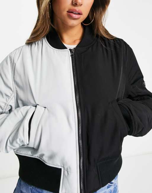 Half black half white jacket sale