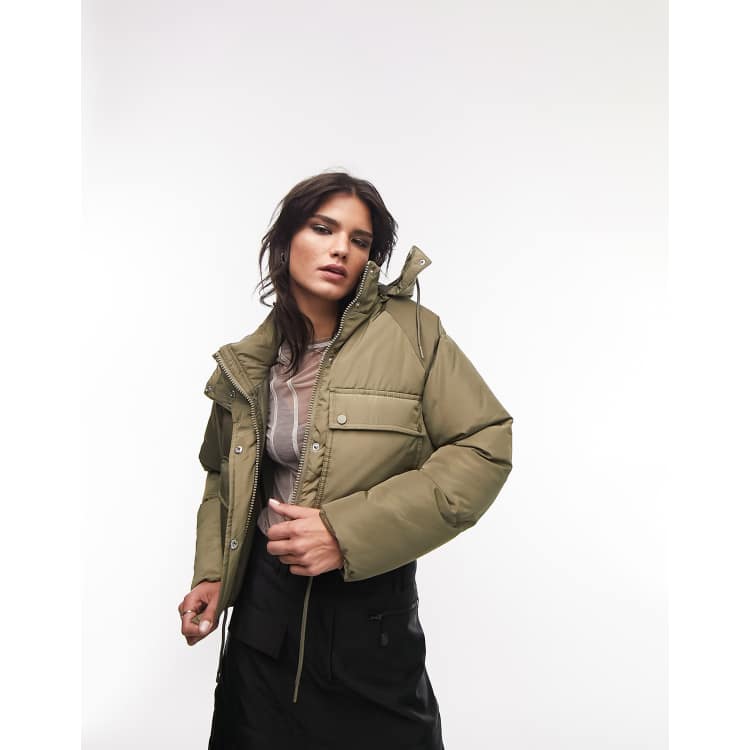 CROPPED HOODED PUFFER JACKET