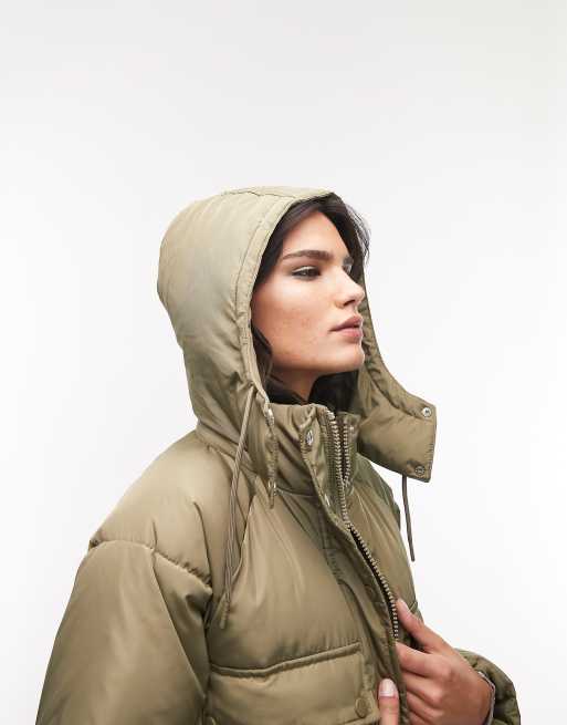 Topshop khaki sale puffer jacket