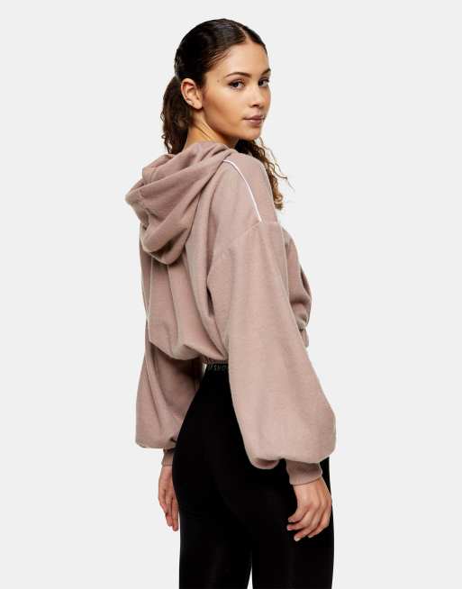 Topshop cropped hoodie in mink