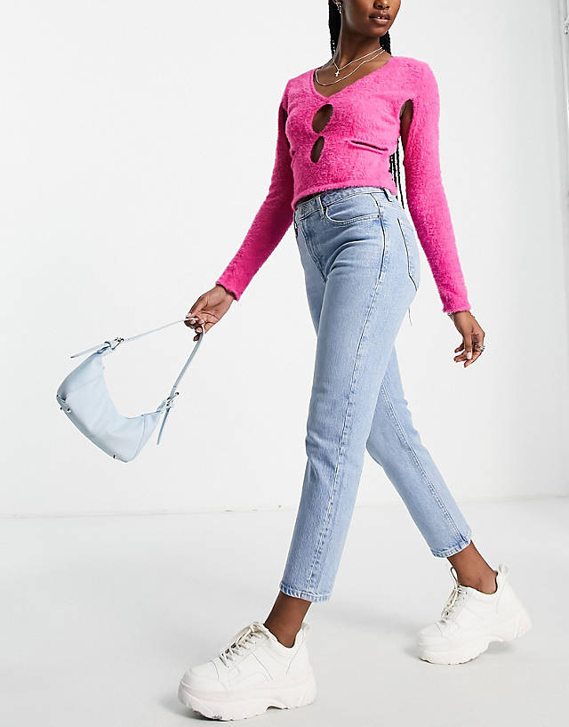 Topshop - cropped mid rise easy straight jean in bleach