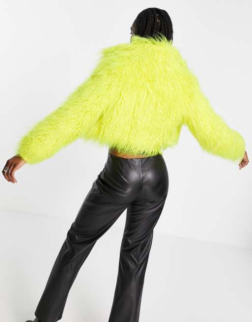 Neon yellow 2025 fur coat