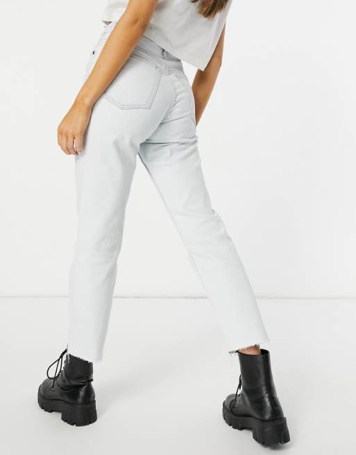 Topshop cropped straight leg jeans in bleach wash - MBLUE, 2 of 4