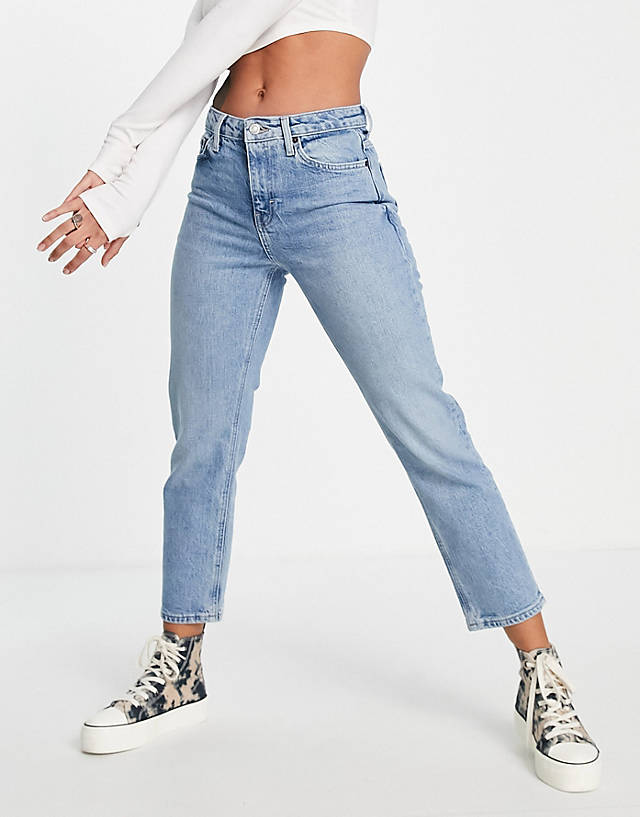 Topshop - cropped straight leg jeans in bleach