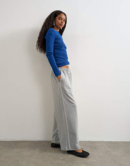 Topshop cropped sweatbukser med kontrastpiping i grå, 2 af 5