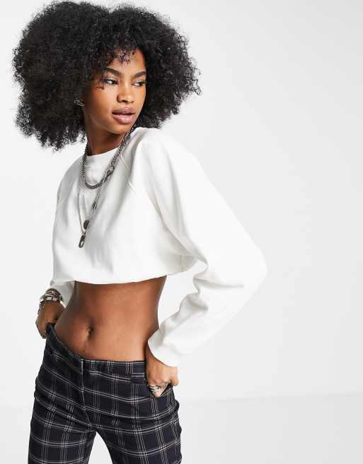 Topshop - Cropped sweater met elastiek in wit