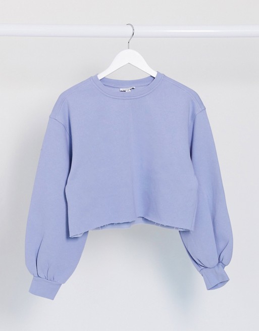 Topshop cropped sweatshirt in powder blue