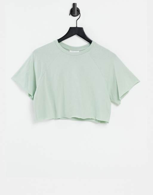 Topshop - Cropped T-shirt met raglanmouwen in saliegroen
